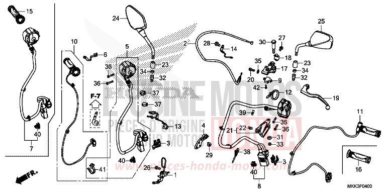 LEVIER DE GUIDON/COMMUTATEUR/CABLE (CRF1000A/A2/AL/AL2) de Africa Twin PEARL GLARE WHITE (NHB53HB) 2018